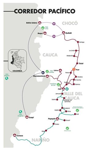 A este corredor lo atraviesan las cordilleras Central y Occidental, y ello le aporta más de 131.000 km2.